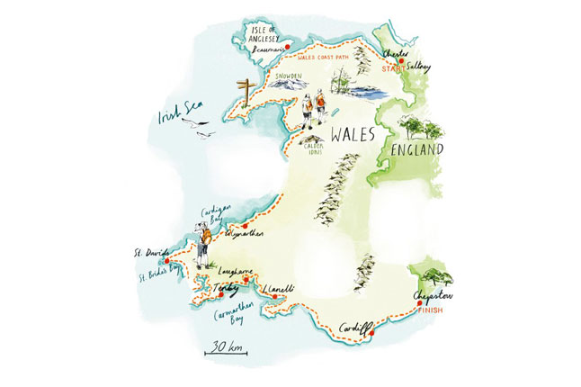 Ilustracao do caminho ao longo da costa